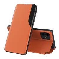 Phone Protector for iPhone 12 mini View Window Leather Stand Case - Orange