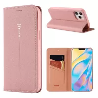 GEBEI Litchi Skin Leather Stand Case with Card Holder for iPhone 12 Pro Max 6.7 inch - Rose Gold