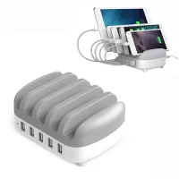 ORICO DUK-5P 5 Ports USB Charging Station 40W Max Charger Stand with Phone Holder for Phone Tablet, 5V 2.4A*5 - White / EU Plug