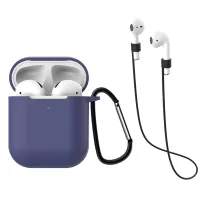 3 Pcs/Set AirPods Cover for Apple AirPods with Charging Case (2019) / with Wireless Charging Case (2019) - Dark Blue