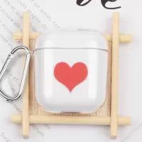 Transparent PC Case with Hook for Apple AirPods with Wireless Charging Case (2019) / AirPods with Charging Case (2019) (2016) - Red Heart