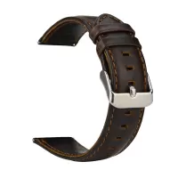 20mm Crazy Horse Texture Genuine Leather Watch Strap Replacement for Samsung Galaxy Watch4 Classic 46mm 42mm/Watch4 44mm 40mm/Gear Sport SM-600 - Coffee
