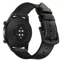Genuine Leather Coated Silicone Smart Watch Strap [22mm width] for Huawei Watch GT2 46mm  - Black
