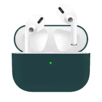 Anti-Drop/Anti-Scratch Solid Color Ultra-slim Liquid Silicone Protective Cover for Apple AirPods Pro - Blackish Green