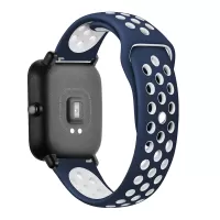 20mm Bi-color Soft Silicone Watch Strap Replacement for Huami Amazfit Smart Watch Youth Edition Lite - Dark Blue/White