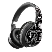 B1 Graffiti Over-ear Bluetooth 5.0 Headphone Foldable Headset with Mic Support TF Card - Black / Silver