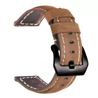 22mm Genuine Leather Watch Band Strap for Samsung Gear S3 Frontier / S3 Classic - Khaki / Black Buckle