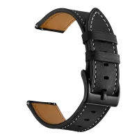 20mm Top-layer Genuine Leather Watch Strap Replacement for Garmin Vivoactive 3/Vivomove HR - Black