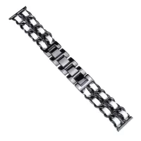 Stainless Steel+PU Leather Watch Strap 20MM Smart Watch Strap Replacement - Black/White
