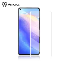 AMORUS Ultra Clear Full Coverage 3D Curved Screen Design UV Liquid Tempered Glass Screen Protector [Full Glue] for Oppo Reno5 Pro 5G