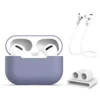 Silicone Case with Strap+Fixed Part for Apple AirPods Pro - Purple
