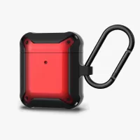 Drop Resistant Armor TPU PC Hybrid Case for Apple AirPods with Wireless Charging Case (2019)/Charging Case (2019)/(2016) - Red/Black
