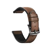 22mm Top Layer Leather Silicone Watch Strap for Huawei Watch GT 2 Pro 46mm - Brown