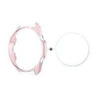 HAT-PRINCE Matte PC Case with 0.2mm 2.15D 9H Tempered Glass Film for Samsung Galaxy Watch3 41mm - Pink