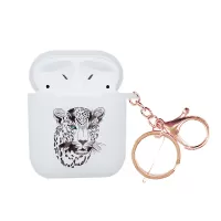NXE Leopard Pattern Printing TPU Case for Apple AirPods with Wireless Charging Case (2019) / AirPods with Charging Case (2019)/(2016) - Leopard with Cyan Eyes