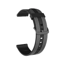 22mm Twill Color-blocking Silicone Strap for Samsung Gear S3/Galaxy Watch 46mm/Huawei GT2 46mm/Huami Amazfit Watch 1/2/GTR 47mm - Black/Grey