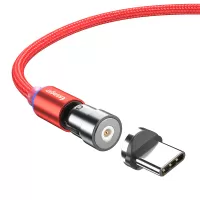 ESSAGER 2m Type-C Port Magnetic Attraction Rotation Searchlight Phone Charging Cable - Red