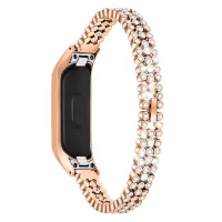 Rhinestone Decor Stainless Steel Watchband Watch Strap for Samsung Galaxy Fit-e/SM-R375 - Rose Gold