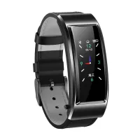 B6S 2-in-1 Smart Wristband + Bluetooth Headset Sports Smart Watch with Heart Rate Monitor Function - Black/Leather