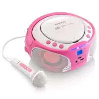 Lenco SCD-650 Portable FM Radio with Microphone - Pink