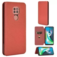 Motorola Moto G9 Play Flip Case - Carbon Fiber - Red