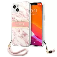 Guess Marble Collection iPhone 13 Case with Hand Strap - Pink