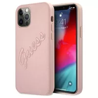 Guess Saffiano Vintage Script iPhone 12/12 Pro Case - Rose Gold