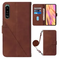Line Series Sony Xperia 5 III Wallet Case - Brown