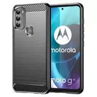 Motorola Moto G71 5G Brushed TPU Case - Carbon Fiber - Black