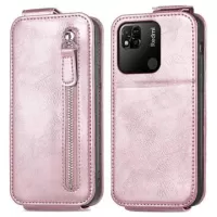 Zipper Pocket Xiaomi Redmi 10A Vertical Flip Case - Rose Gold