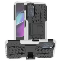 Anti-Slip Motorola Moto G (2022) Hybrid Case with Stand - White / Black
