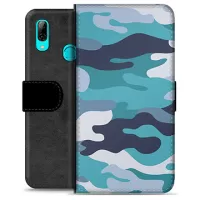 Huawei P Smart (2019) Premium Wallet Case - Blue Camouflage