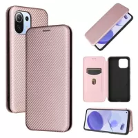 Xiaomi Mi 11 Lite 5G Flip Case - Carbon Fiber - Rose Gold