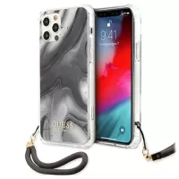 Guess Marble Collection iPhone 12 Pro Max Case with Hand Strap - Grey