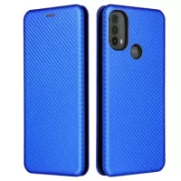 Motorola Moto E30/E40 Flip Case - Carbon Fiber - Blue
