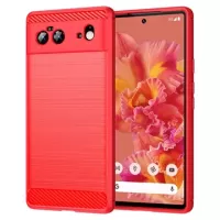 Google Pixel 6 Brushed TPU Case - Carbon Fiber - Red
