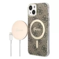 Guess 4G Edition Bundle Pack iPhone 14 Case & Wireless Charger - Brown