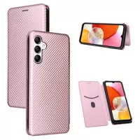 Samsung Galaxy A14 Flip Case - Carbon Fiber - Rose Gold