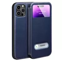 Dual View iPhone 14 Pro Flip Leather Case - Blue