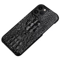Luxury Crocodile iPhone 14 Pro Leather Coated Case - Black