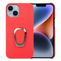 iPhone 14 Leather Coated Case with Ring Holder - Red