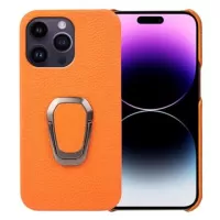 iPhone 14 Pro Max Leather Coated Case with Ring Holder - Yellow