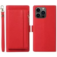 iPhone 14 Pro Max 2-in-1 Magnetic Wallet Case with Zipper - Red