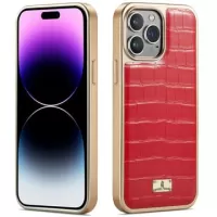 Fierre Shann Electroplated iPhone 14 Pro Max Coated Case - Crocodile - Red