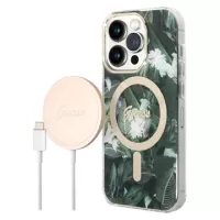 Guess Jungle Edition Bundle Pack iPhone 14 Pro Case & Wireless Charger - Green