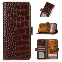 Crocodile Series Motorola Moto G53 Wallet Leather Case with RFID - Brown