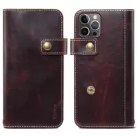 Denior Vintage Series iPhone 14 Pro Wallet Leather Case - Red