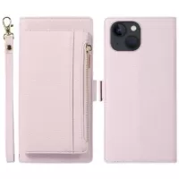 iPhone 14 2-in-1 Magnetic Wallet Case with Zipper - Light Purple