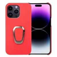 iPhone 14 Pro Max Leather Coated Case with Ring Holder - Red