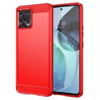 Motorola Moto G72 Brushed TPU Case - Carbon Fiber - Red
